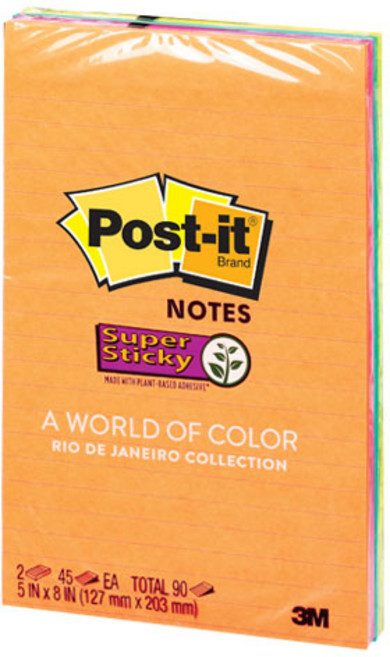 쓰리엠 포스트잇 슈퍼스티키 미팅노트 4색라인 127 x 203 mm 5845-SSUC, 혼합색상, 180개입, 1세트