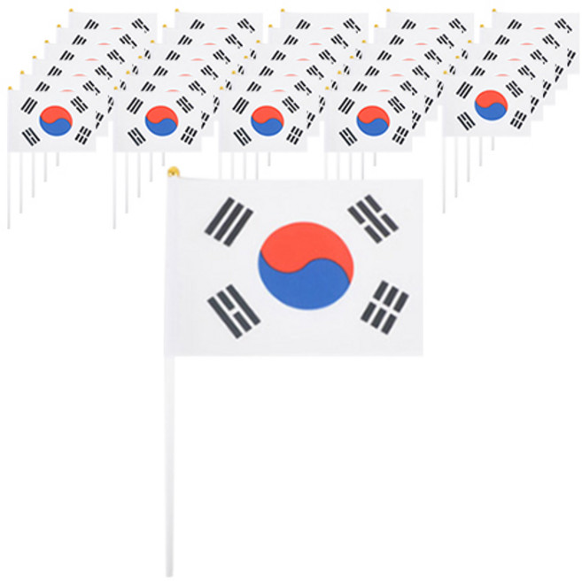 파티쇼 일체형 수기 태극기 일반 파티소품, 혼합 색상, 50개