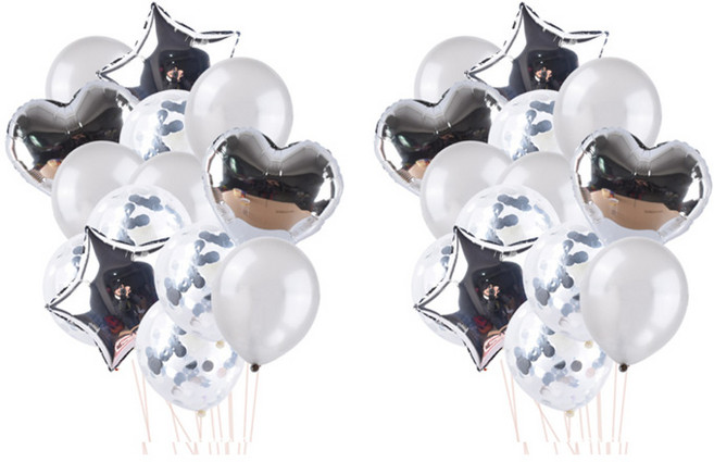 윰스 해피벌스데이 파티장식 풍선세트, 실버, 2세트