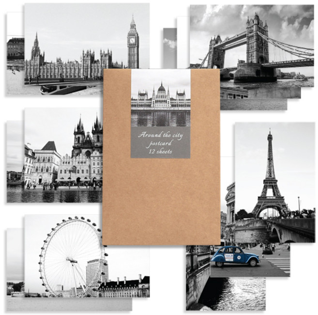 왈가닥스 어라운드 더 시티 엽서 12종 세트, 혼합 색상, 1세트