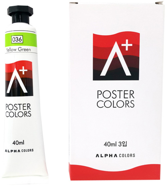 알파색채 포스터물감 A+ 036 YellowGreen 3p, 40ml, 1색
