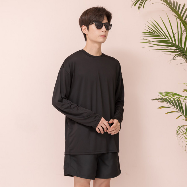 래시플 남성용 루즈핏 박시 래쉬가드 상의 + 보드숏 세트