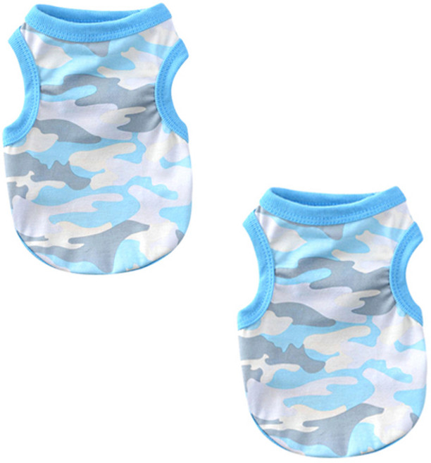 제제펫 패턴 민소매 반려동물옷 G106PDFC185 2p, 밀리터리 블루