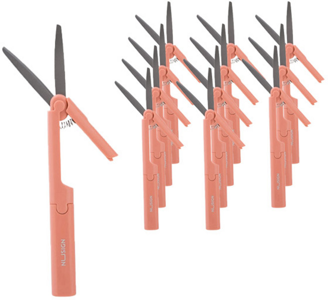 누사인 ABS 휴대용 가위 NS052, 로즈핑크, 12개