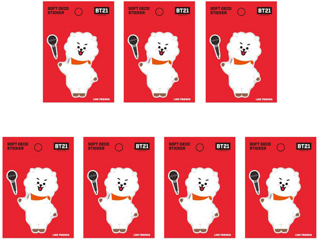 LINE FRIENDS BT21 軟裝飾貼紙, RJ, 7入