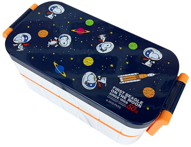 스케이터 스누피 우주 2단결착 도시락통, 혼합 색상, 1개