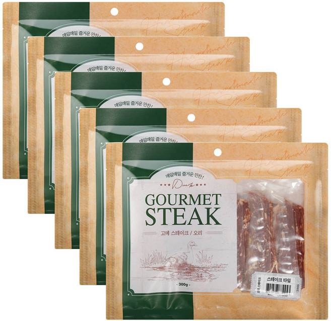 고메스테이크 애견 마블링 간식 스테이크타입, 오리 맛, 5개, 300g