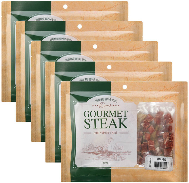 고메스테이크 애견 마블링 간식 큐브타입, 오리큐브맛, 5개, 300g