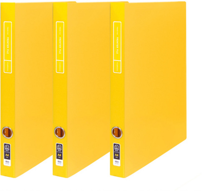 노블 투명 프론티어 프리미엄 A4 2cm D링 바인더 3공, 노랑, 3개