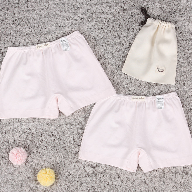 오가닉붐 여아용 학생 무형광 이지 스판 즈로즈 사각 팬티 2p + 파우치