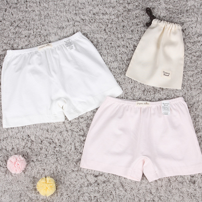 오가닉붐 여아용 학생 무형광 이지 스판 즈로즈 사각 팬티 2p + 파우치