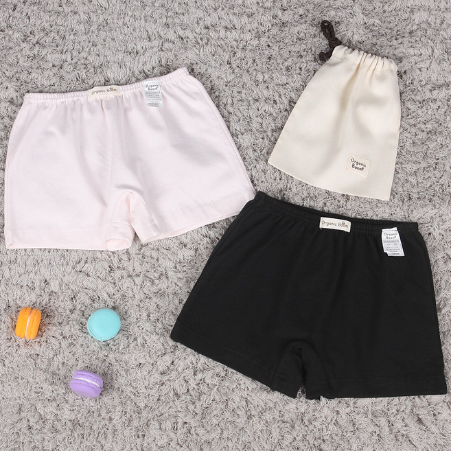 오가닉붐 여아용 학생 무형광 이지 스판 즈로즈 사각 팬티 2p + 파우치