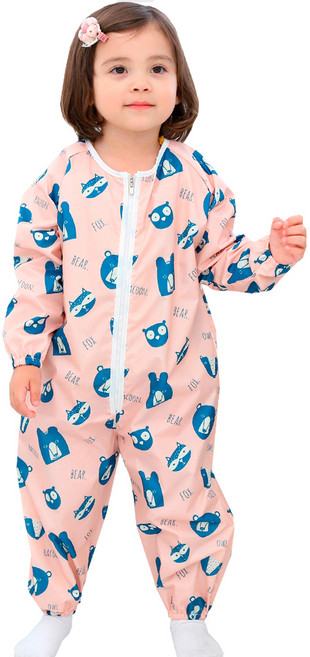 베베슈에뜨 아동용 방수 애니멀소동 전신 미술가운 + 파우치 랜덤 발송, 혼합 색상