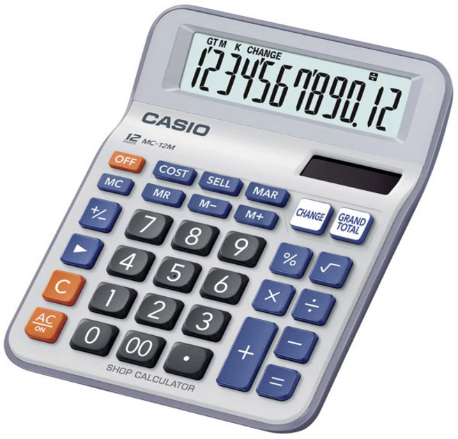 CASIO 卡西歐 小型桌上型計算機 MC-12M, 混合顏色, 1個