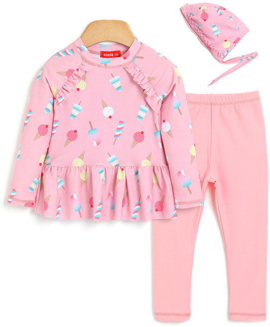 오즈키즈 여아용 스윗아이스 래쉬가드 상하복세트