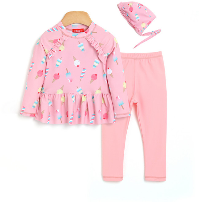 오즈키즈 여아용 스윗아이스 래쉬가드 상하복세트