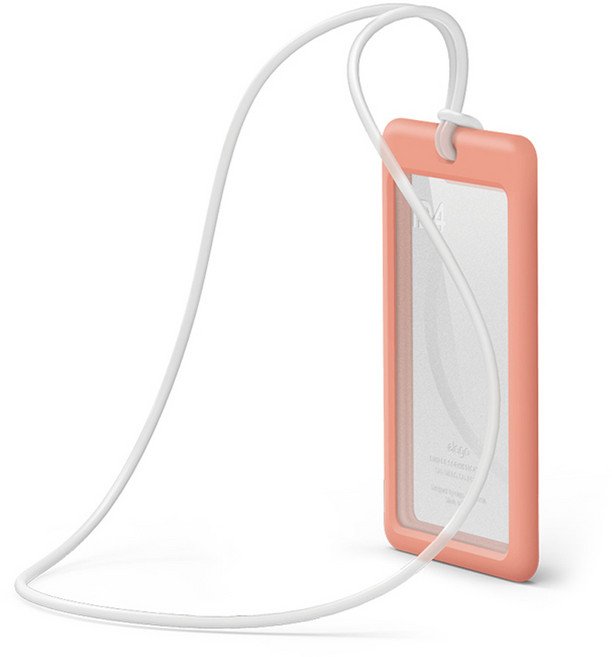 엘라고 ID4 사원증 홀더, 피치 + 반투명화이트, 1개