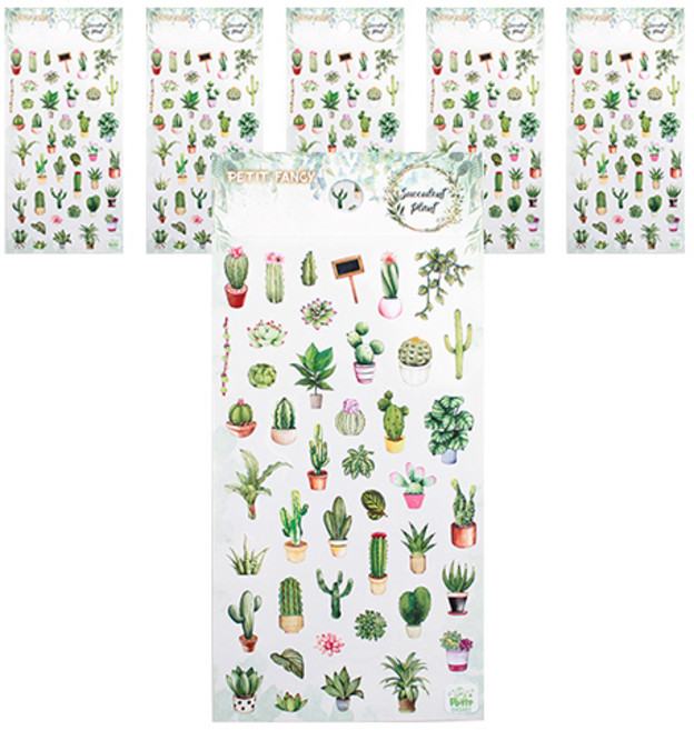 쁘띠팬시 Succulent Plant 스티커 DA5482, 혼합 색상, 6개