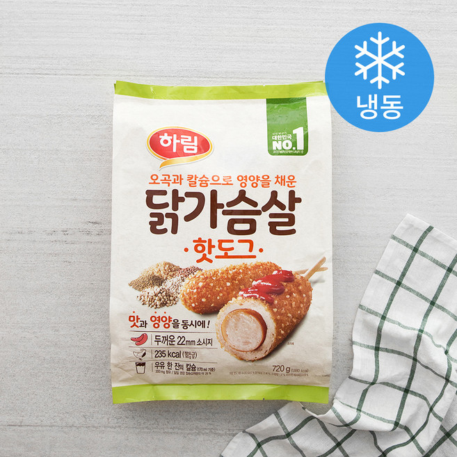 하림 닭가슴살 핫도그 (냉동), 90g, 8개입, 1개