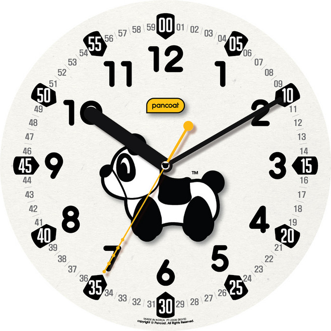 팬콧 인테리어 어린이 교육용 무소음 벽시계 PT2008, 팬더