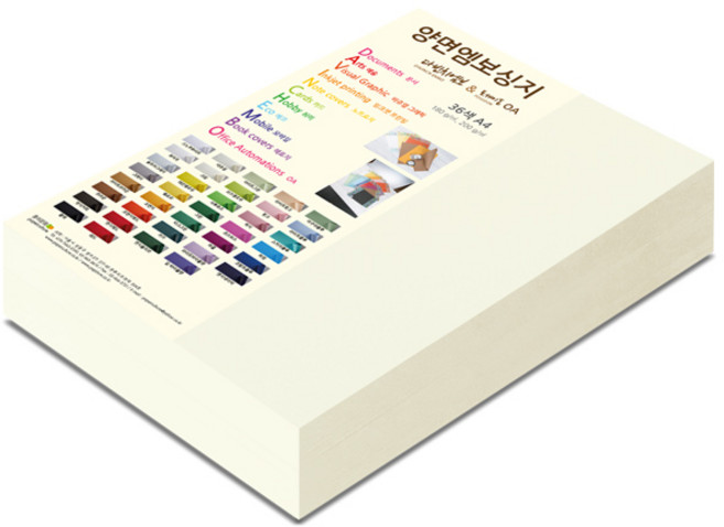 종이문화 다빈치엠보 두꺼운 양면엠보싱지 180g A4 No 52 크림, 200개