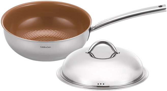 에델코첸 통3중 이지프리즘 스텐 웍팬 + 뚜껑, 24cm, 1세트