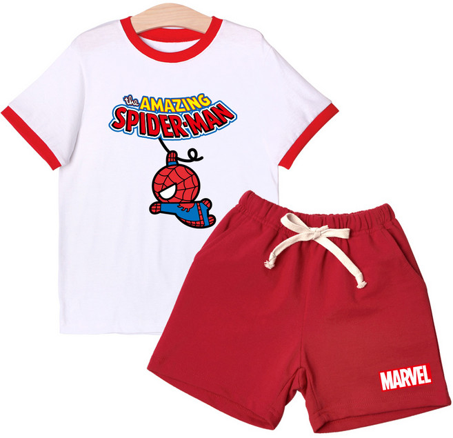 뉴욕꼬맹이 아동용 통기성 P016 배색 시보리 반팔 상하바지세트