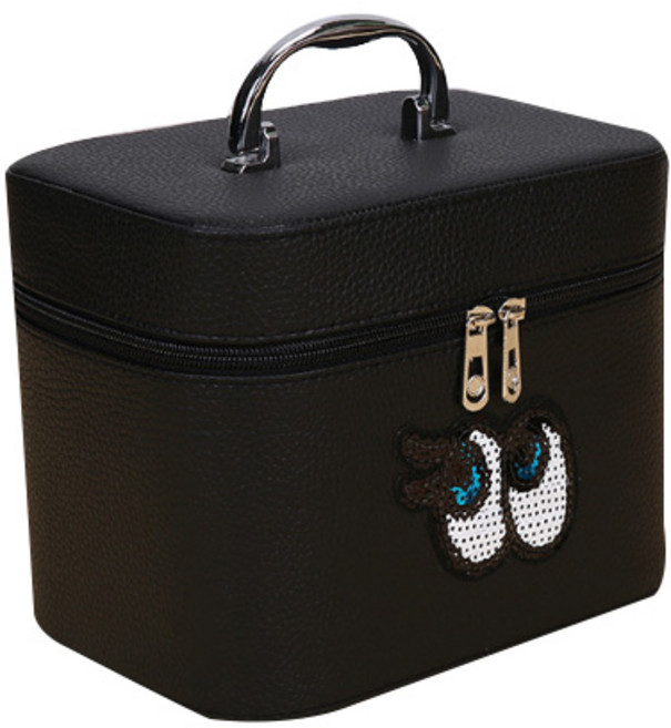 윰미엘 속눈썹 레더 메이크업가방 S, 블랙, 1개