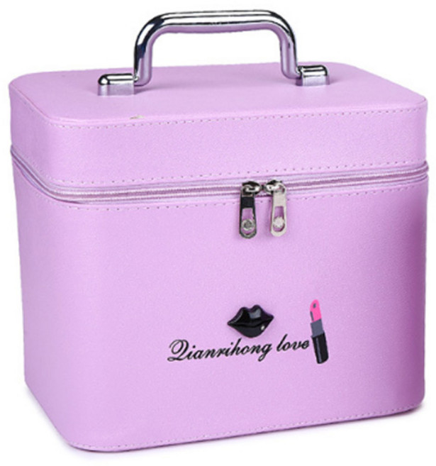 윰미엘 립메이크업 레더 메이크업가방 L, 퍼플, 1개