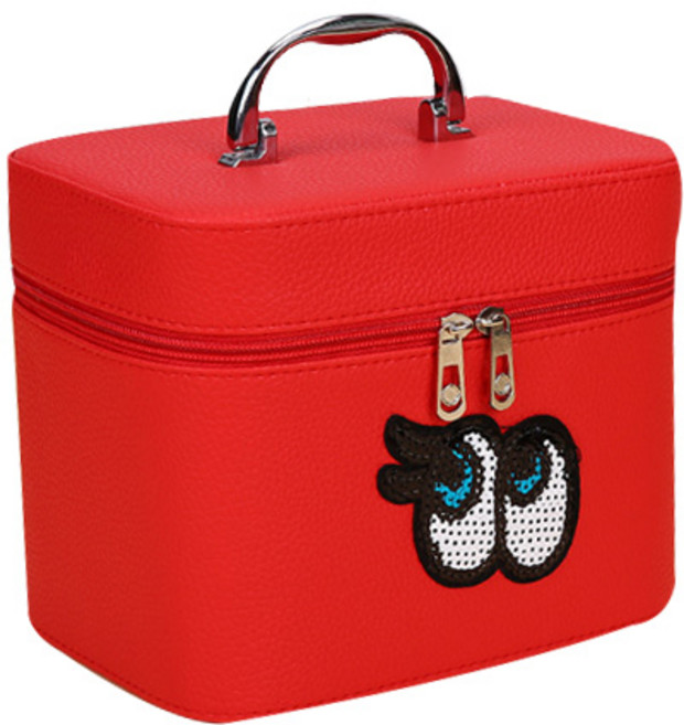 윰미엘 속눈썹 레더 메이크업가방 S, 레드, 1개