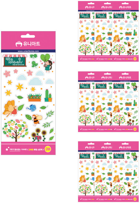 유니아트 교육용 투명스티커 봄꽃나무, 혼합 색상, 10개