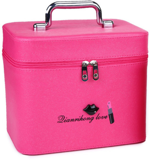 윰미엘 립메이크업 레더 메이크업가방 L, 핑크, 1개