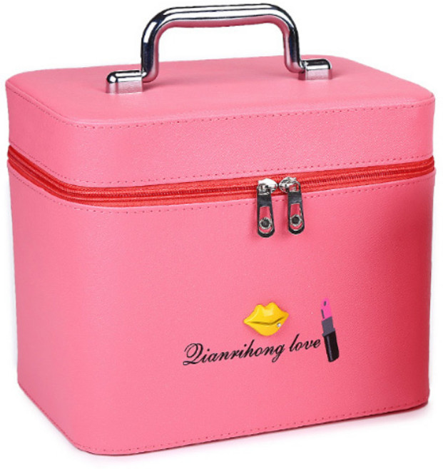 윰미엘 립메이크업 레더 메이크업가방 L, 인디핑크, 1개