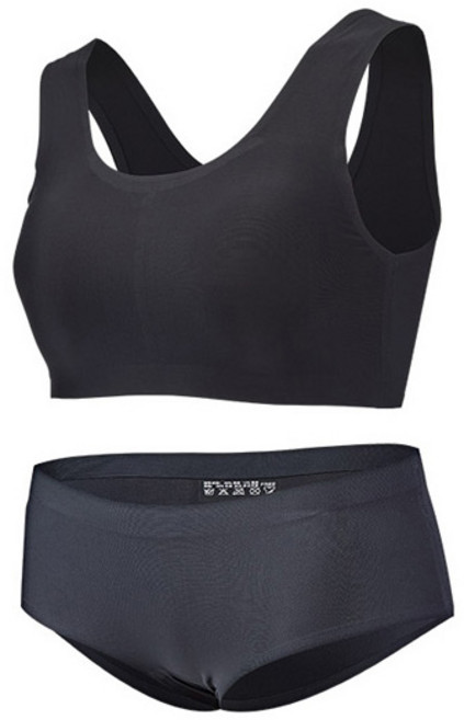 솔레일 심리스 워터스킨 래쉬가드 이너 U형 브라 + 삼각팬티 세트