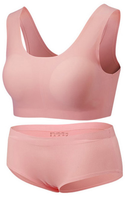 솔레일 여성용 심리스 워터스킨 래쉬가드 이너 U형 브라 + 삼각팬티 세트