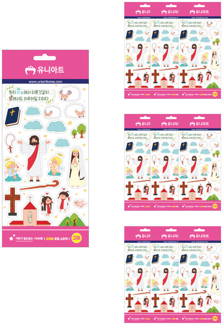 유니아트 교육용 투명 스티커 주일학교, 혼합 색상, 10개