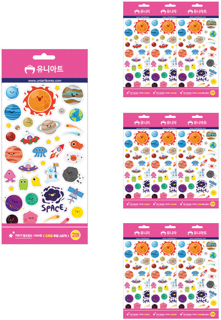 유니아트 교육용 투명 스티커 우주, 혼합 색상, 10개