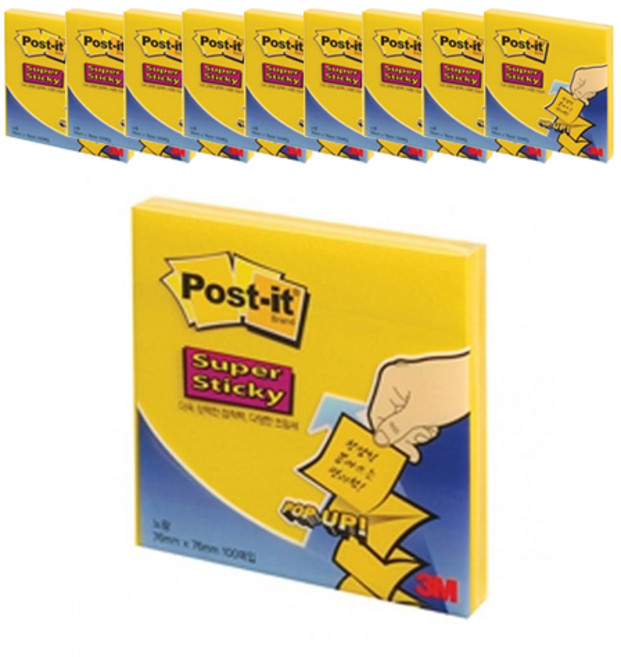 쓰리엠 슈퍼스티키 팝업 리필 형광 포스트잇, 노랑, 10개