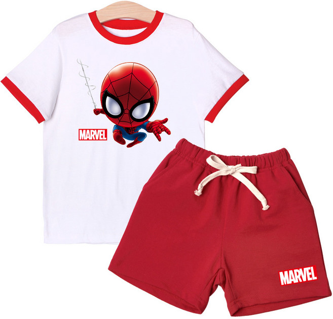 뉴욕꼬맹이 아동용 통기성 스파이더맨 배색반팔 상하의세트 P045