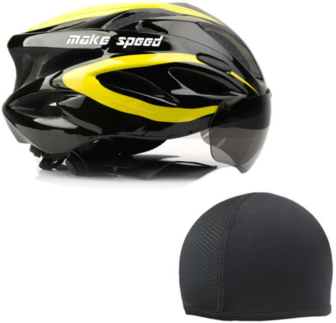 메이크스피드 고글헬멧 + 이너쿨캡, 옐로우, 1세트