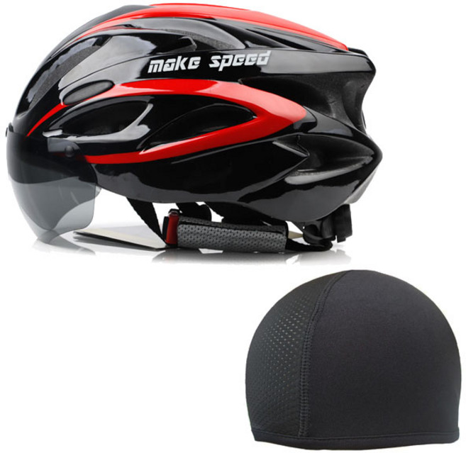 메이크스피드 고글헬멧 + 이너쿨캡 세트, 레드, 1세트