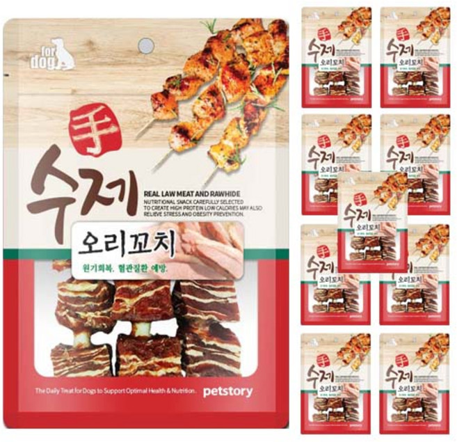 펫스토리 강아지 수제 꼬치 건조간식, 오리, 90g, 10개