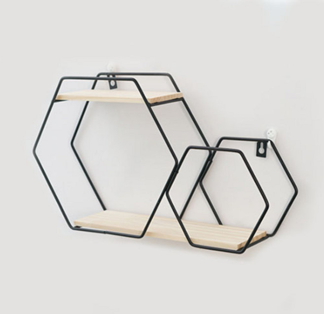 TP 홈인테리어 심플 육각 벽선반, 블랙