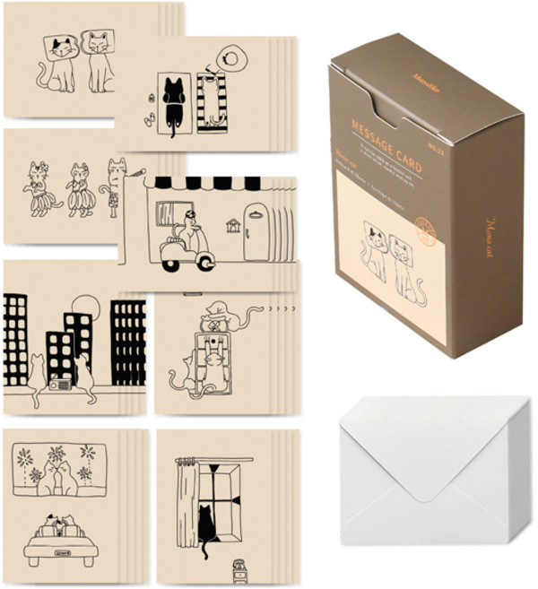 왈가닥스 메세지 카드40p + 봉투 20p, 모노캣, 1세트