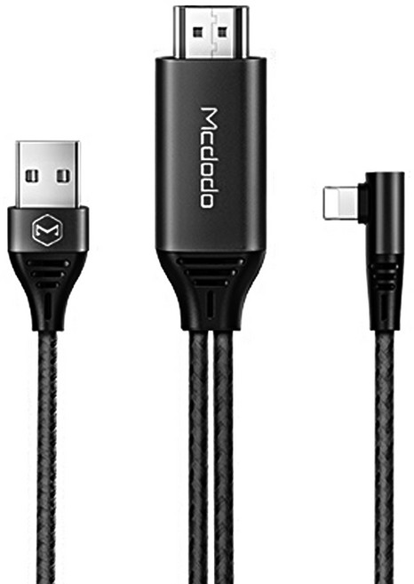 맥도도 라이트닝 to HDMI 미러링 케이블, 블랙, 1개