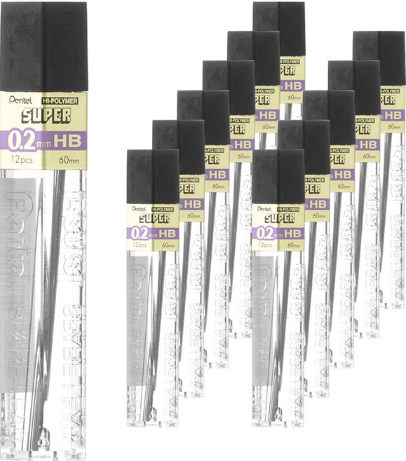 펜텔 샤프심 HB C502-HB, 0.2mm, 12개