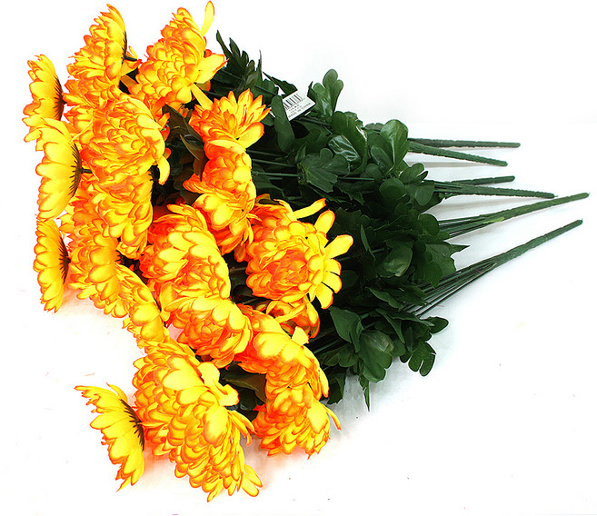 조아트 조화 성묘꽃 12대 국화 부쉬 6p, 옐로우오렌지, 6개