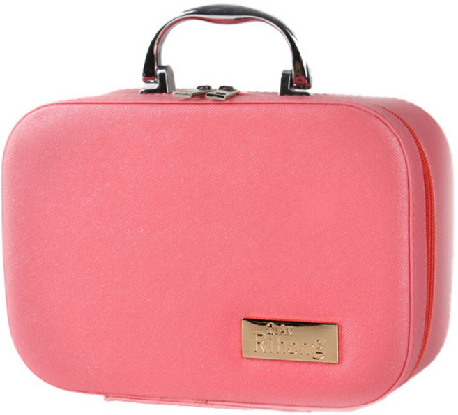 윰미엘 심플무지 레더 메이크업가방 S, 리빙코랄, 1개