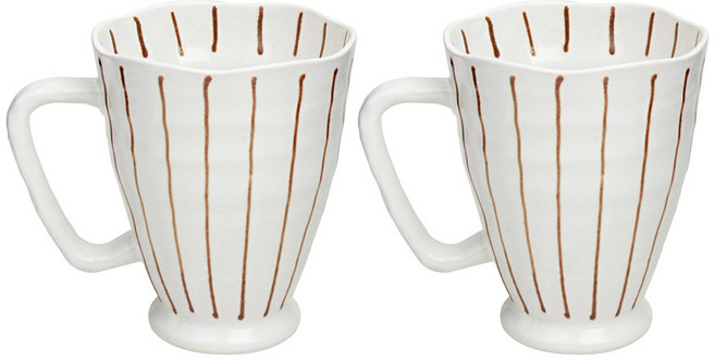 아이카 하나비 도자기 머그컵, 화이트, 2개입