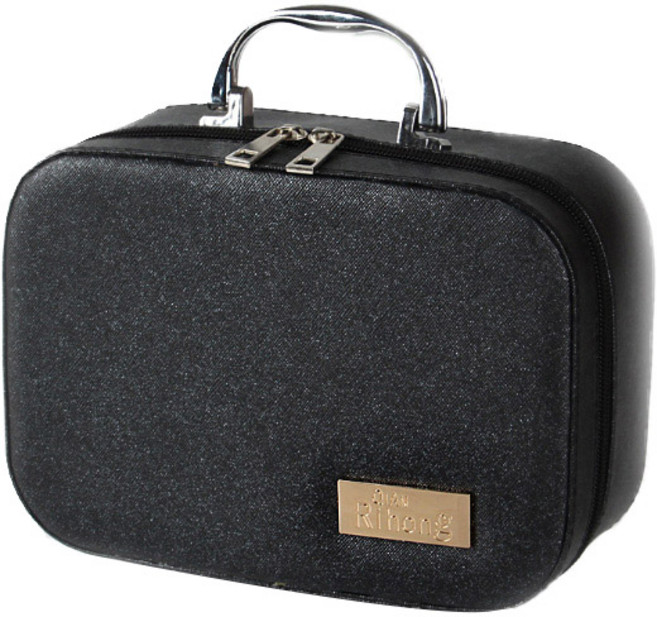 윰미엘 심플무지 레더 메이크업가방 L, 블랙, 1개